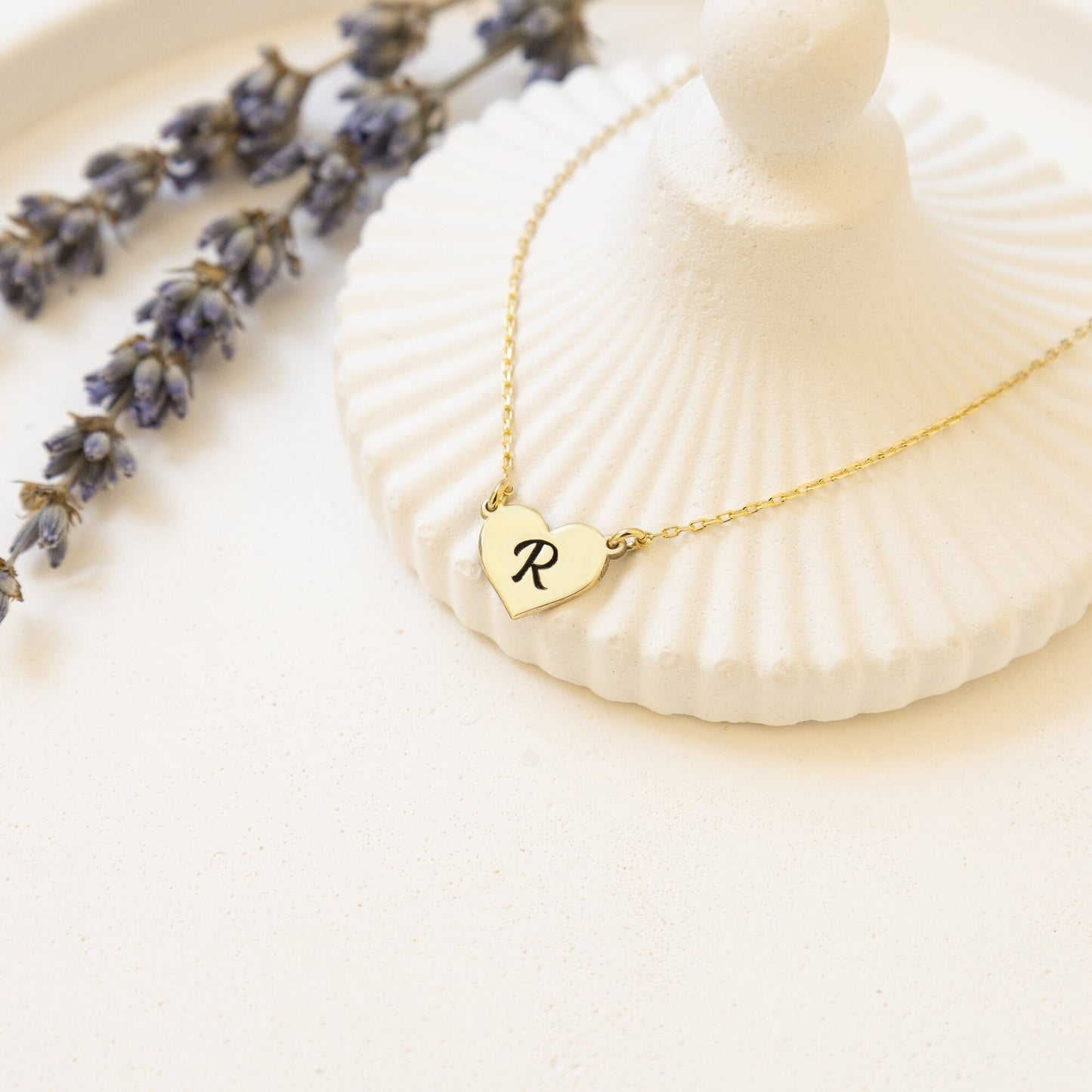 925 Sterling Silver Personalized Initial Heart Necklace