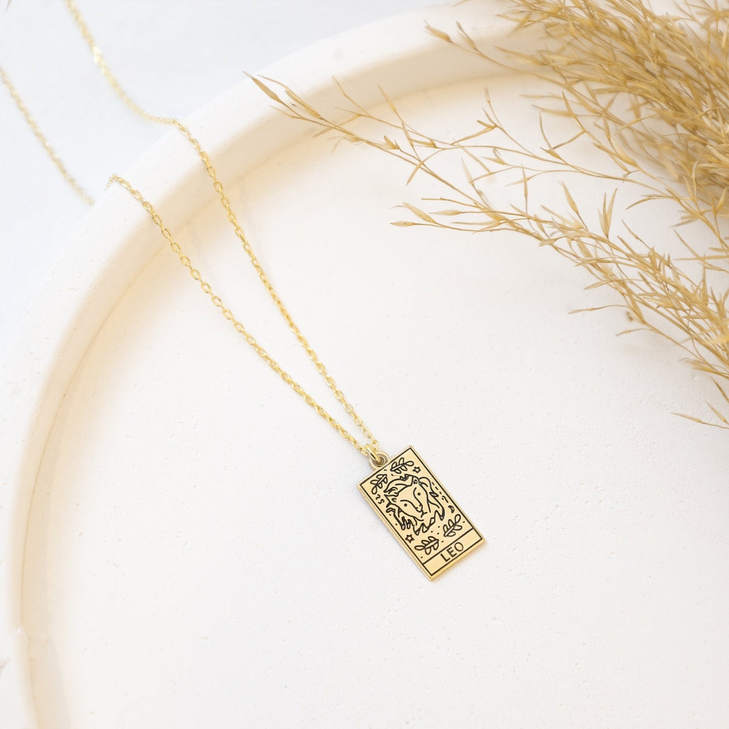 925 Sterling Silver Personalized Zodiac Star Sign Card Necklace