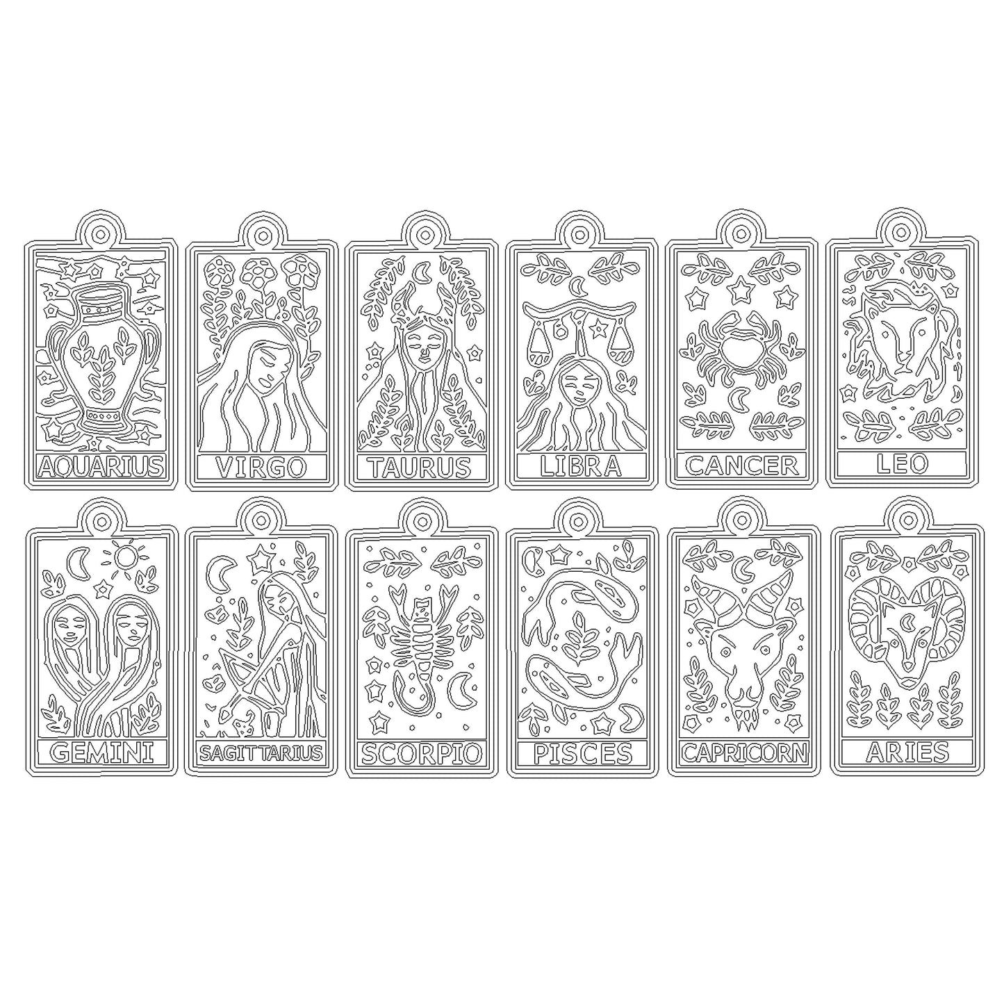 925 Sterling Silver Personalized Zodiac Star Sign Card Necklace