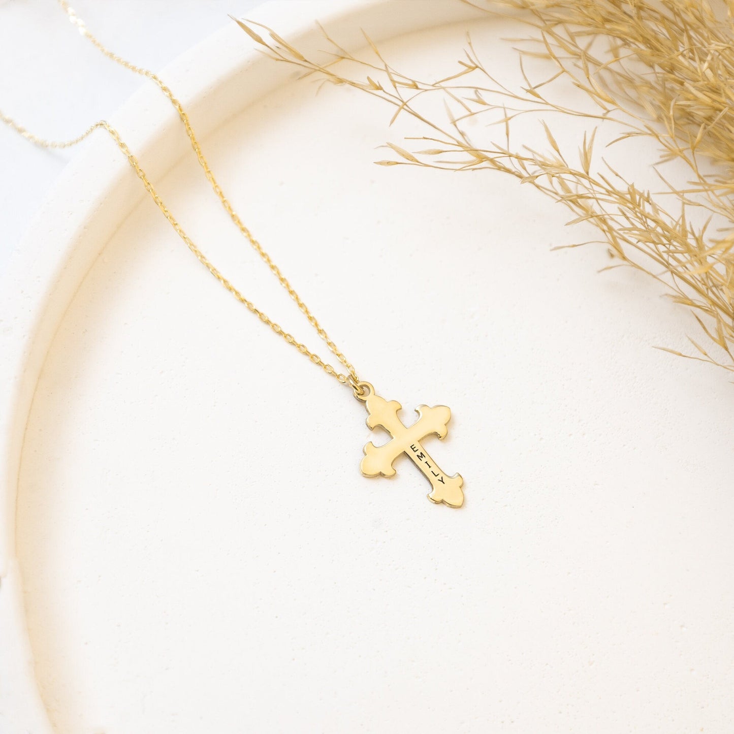 925 Sterling Silver Eastern Orthodox Cross Name Necklace