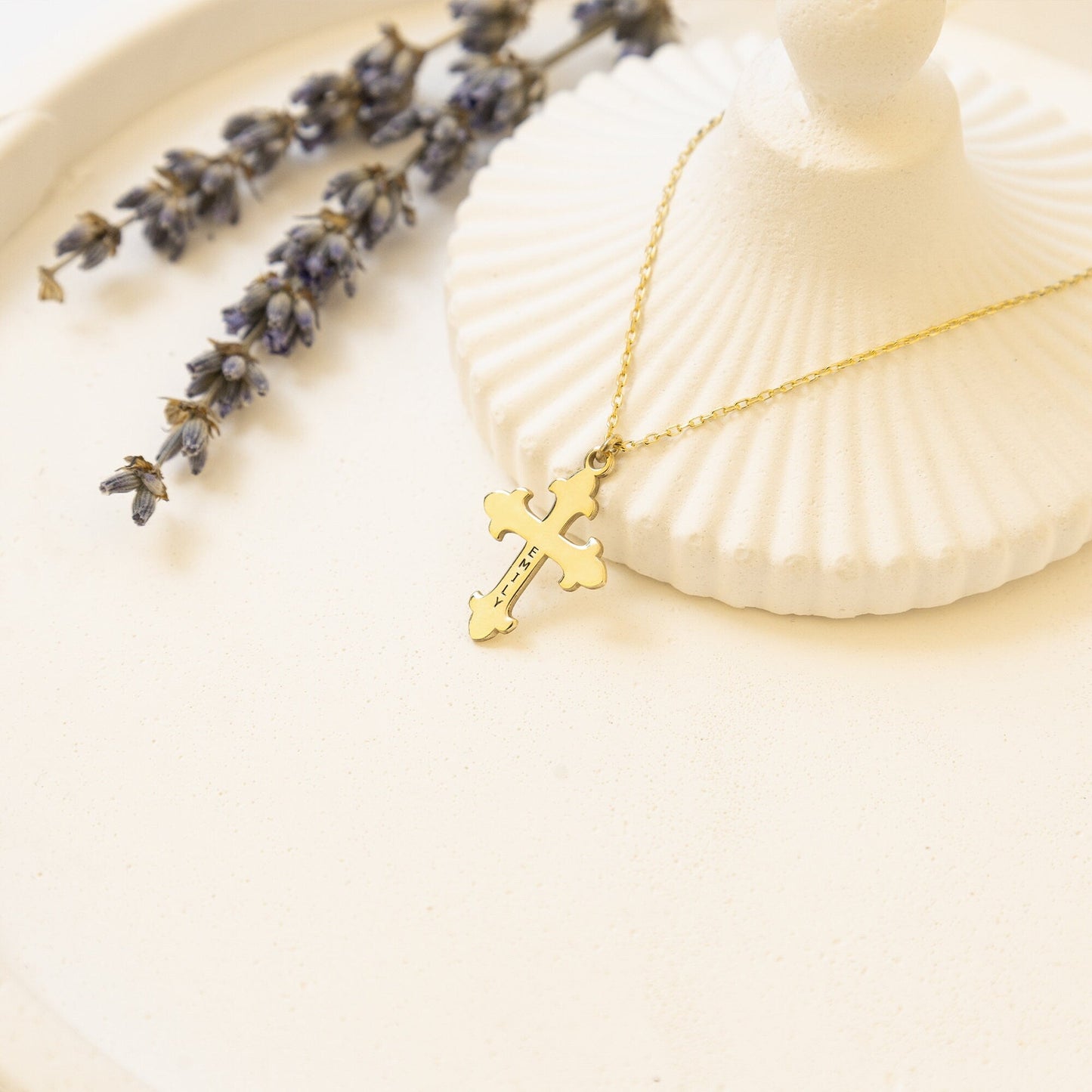 925 Sterling Silver Eastern Orthodox Cross Name Necklace