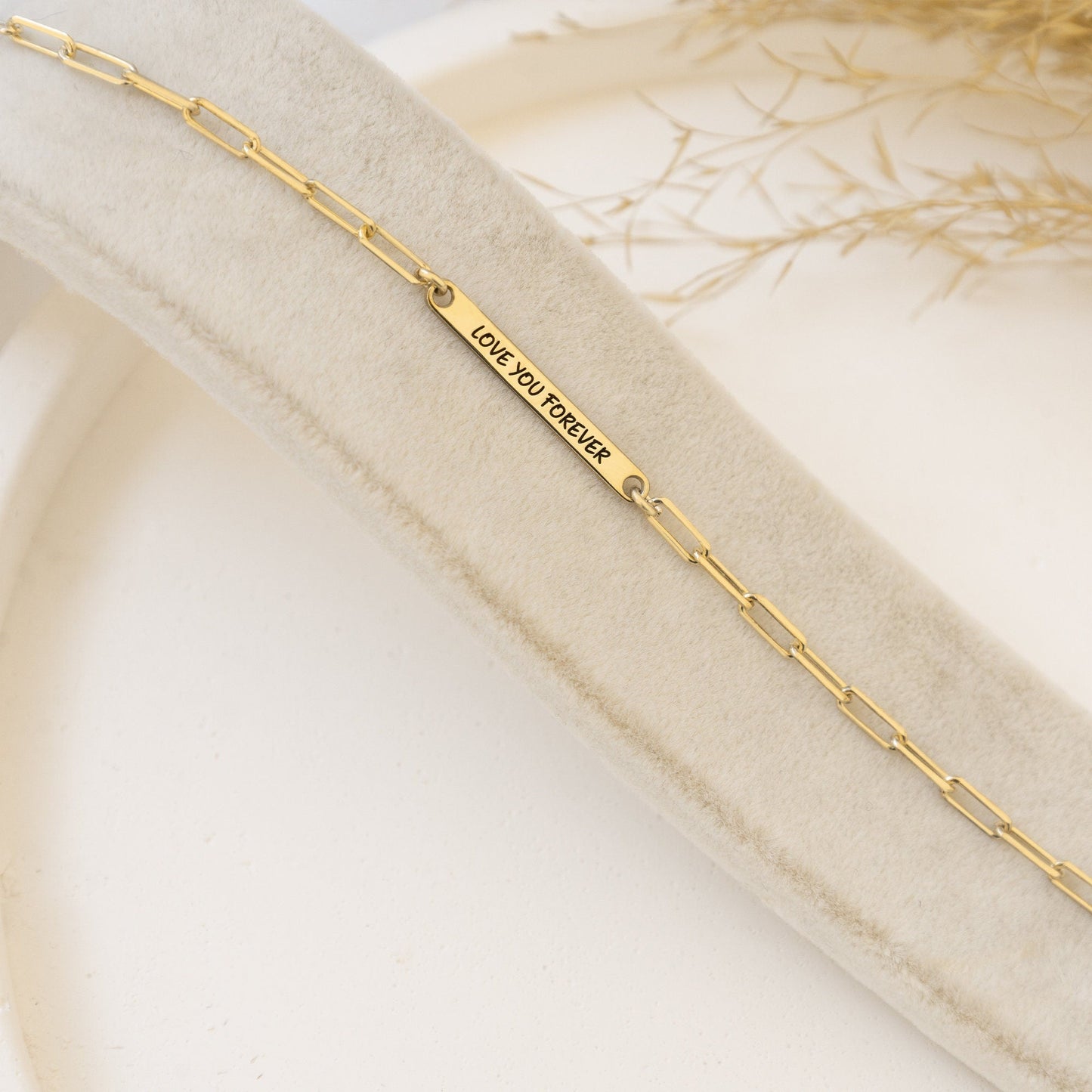 925 Sterling Silver Dainty Name Bar Charm Dog Tag Bracelet