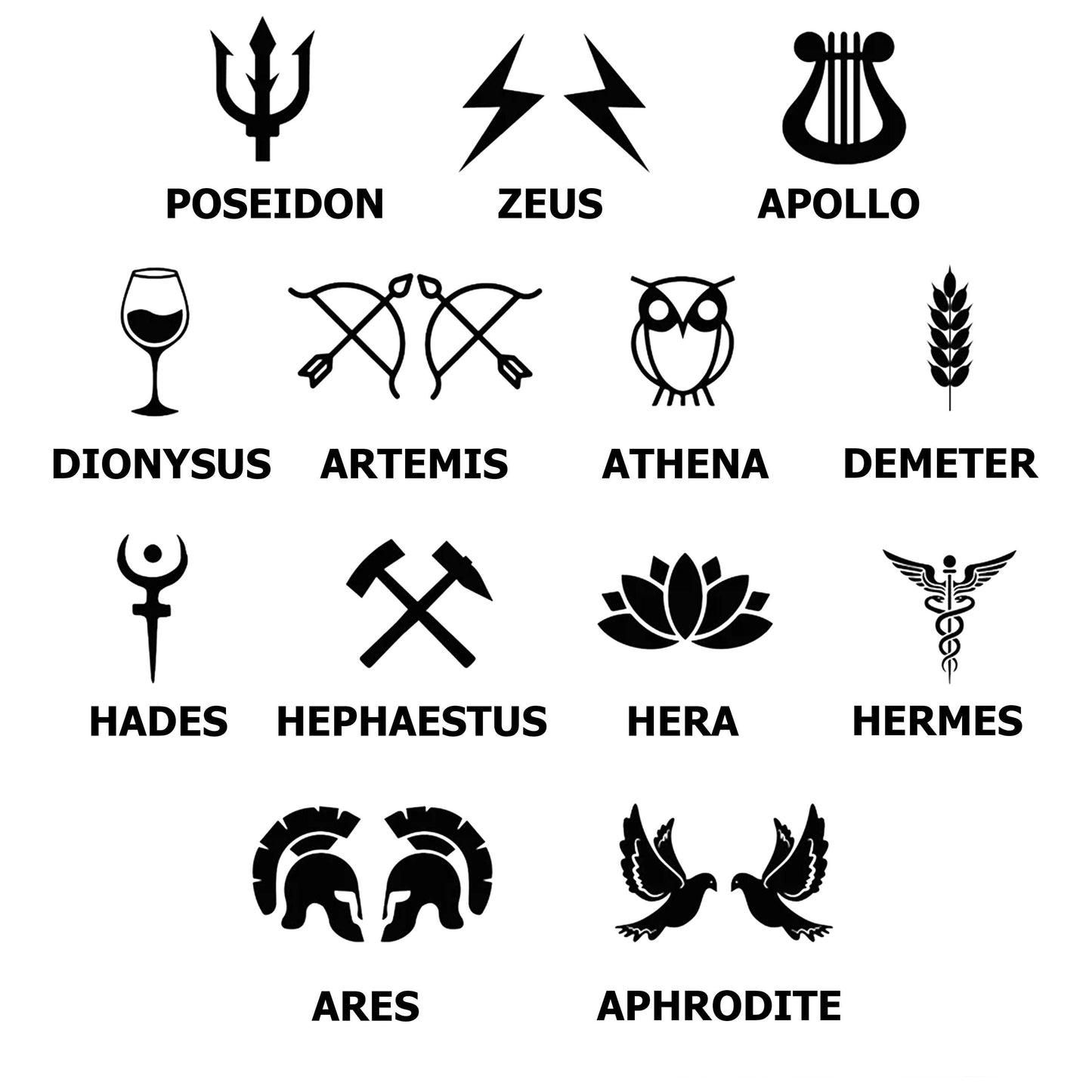 925 Sterling Silver Twelve Olympians Stud Earrings