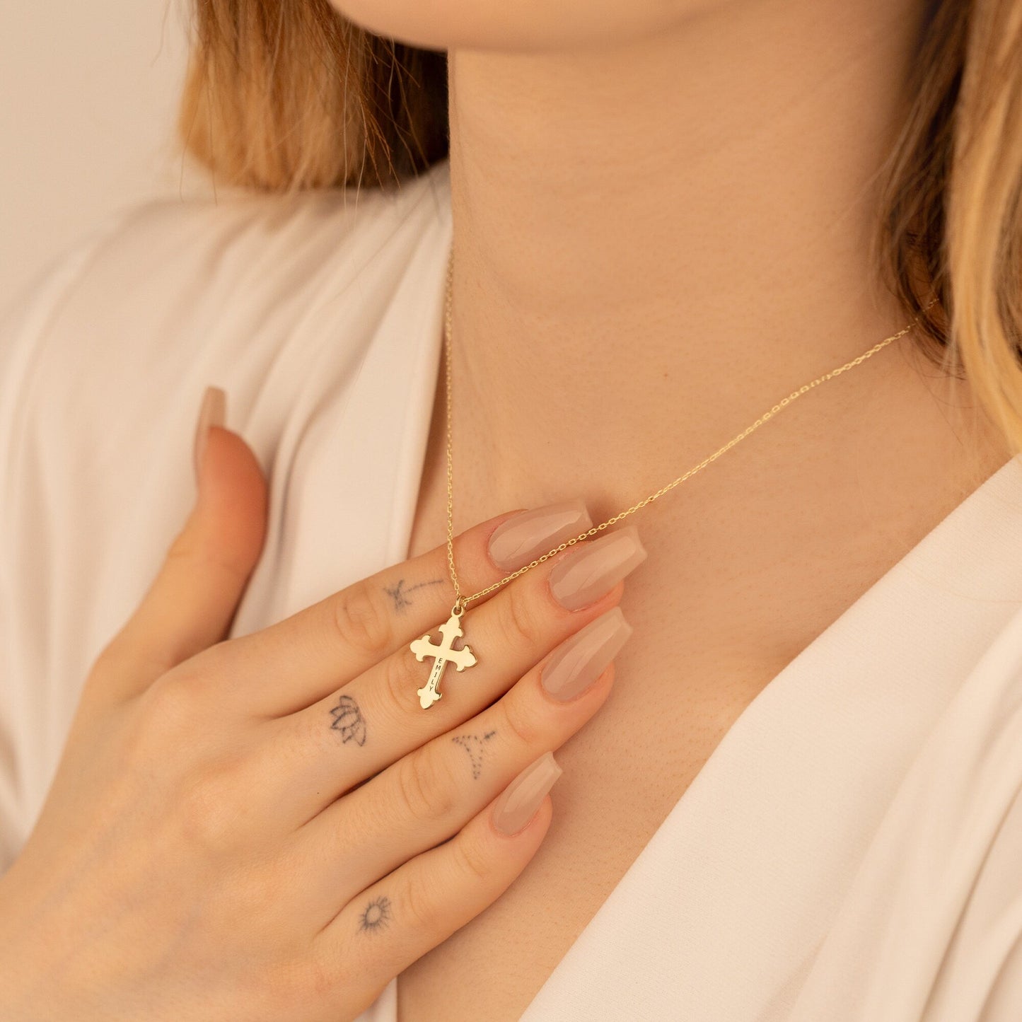 925 Sterling Silver Eastern Orthodox Cross Name Necklace