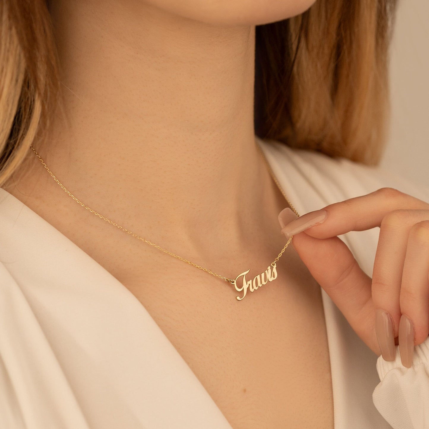 925 Sterling Silver Custom Handwriting Name Necklace