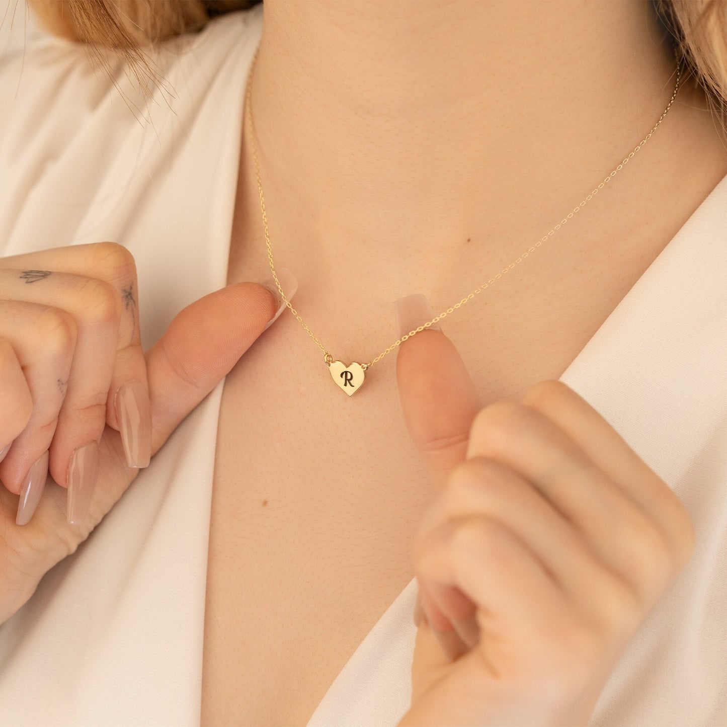 925 Sterling Silver Personalized Initial Heart Necklace