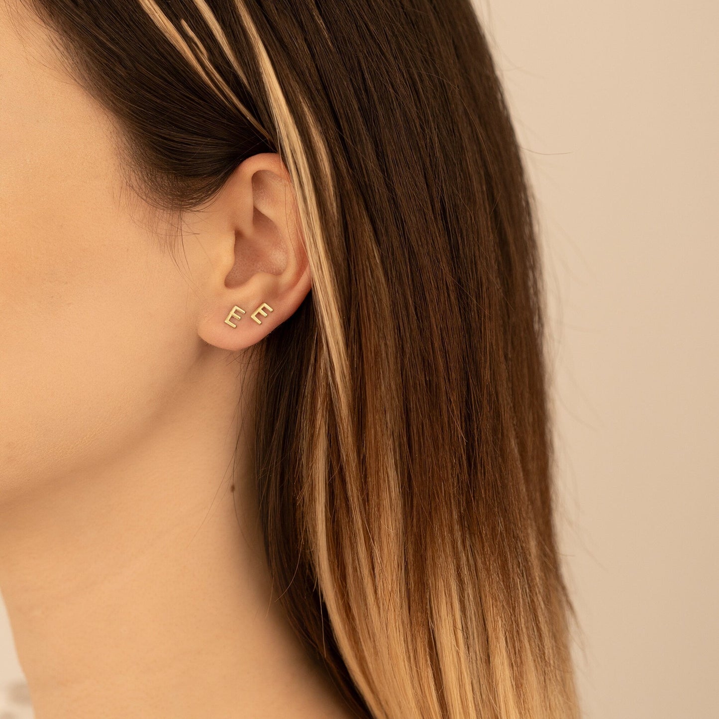 925 Sterling Silver Initial Letter Stud Earrings