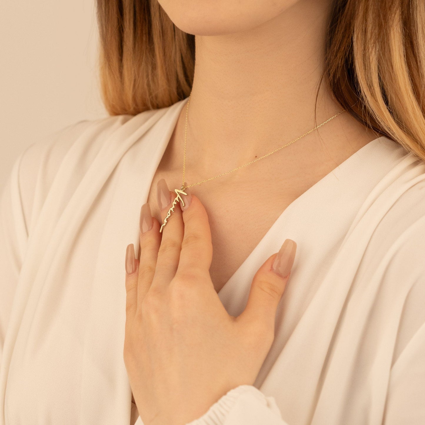 925 Sterling Silver Personalized Vertical Name Necklace