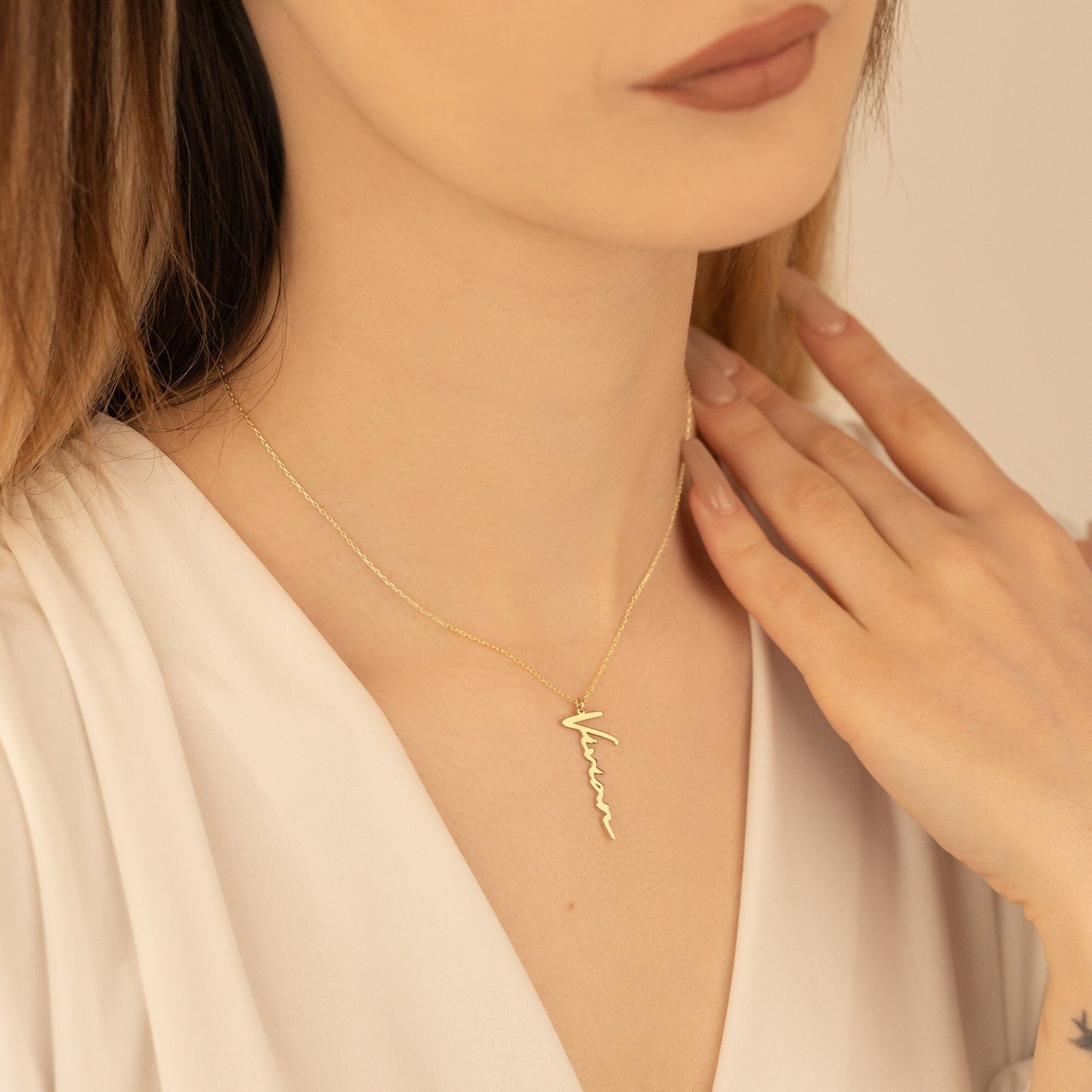 925 Sterling Silver Personalized Vertical Name Necklace