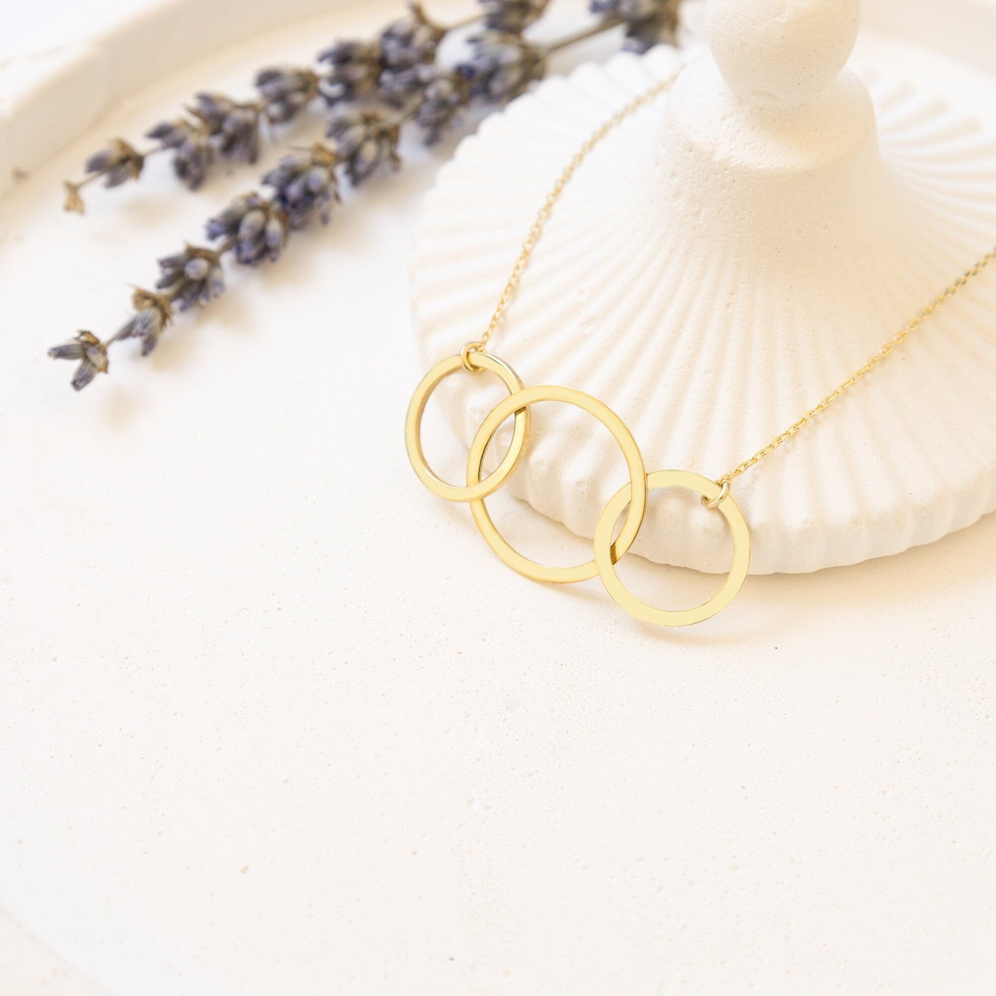 925 Sterling Silver Three Rings Infinity Dangle Charms Necklace