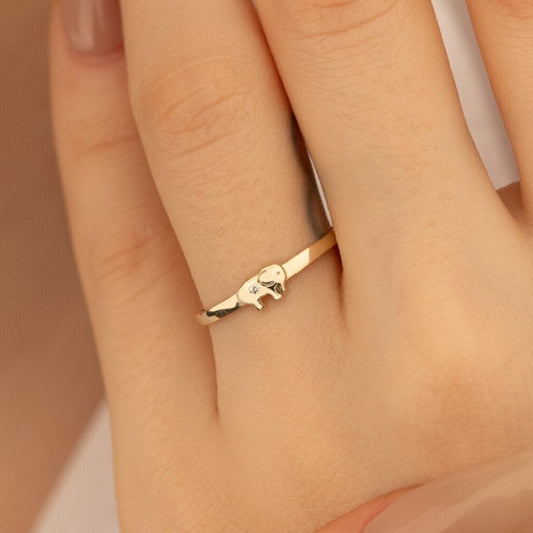925 Sterling Silver Tiny Baby Elephant Ring