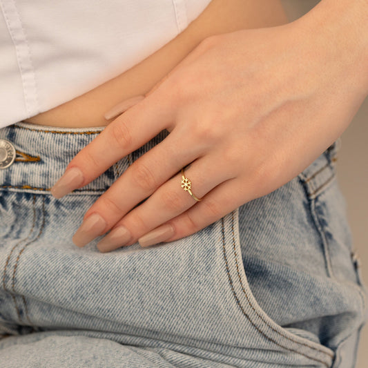 925 Sterling Silver Tiny Snowflake Ring