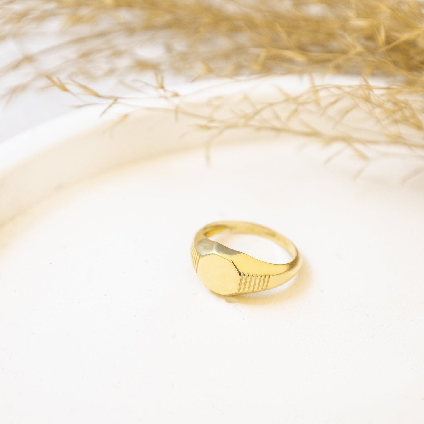 925 Sterling Silver Hexagon Signet Ring