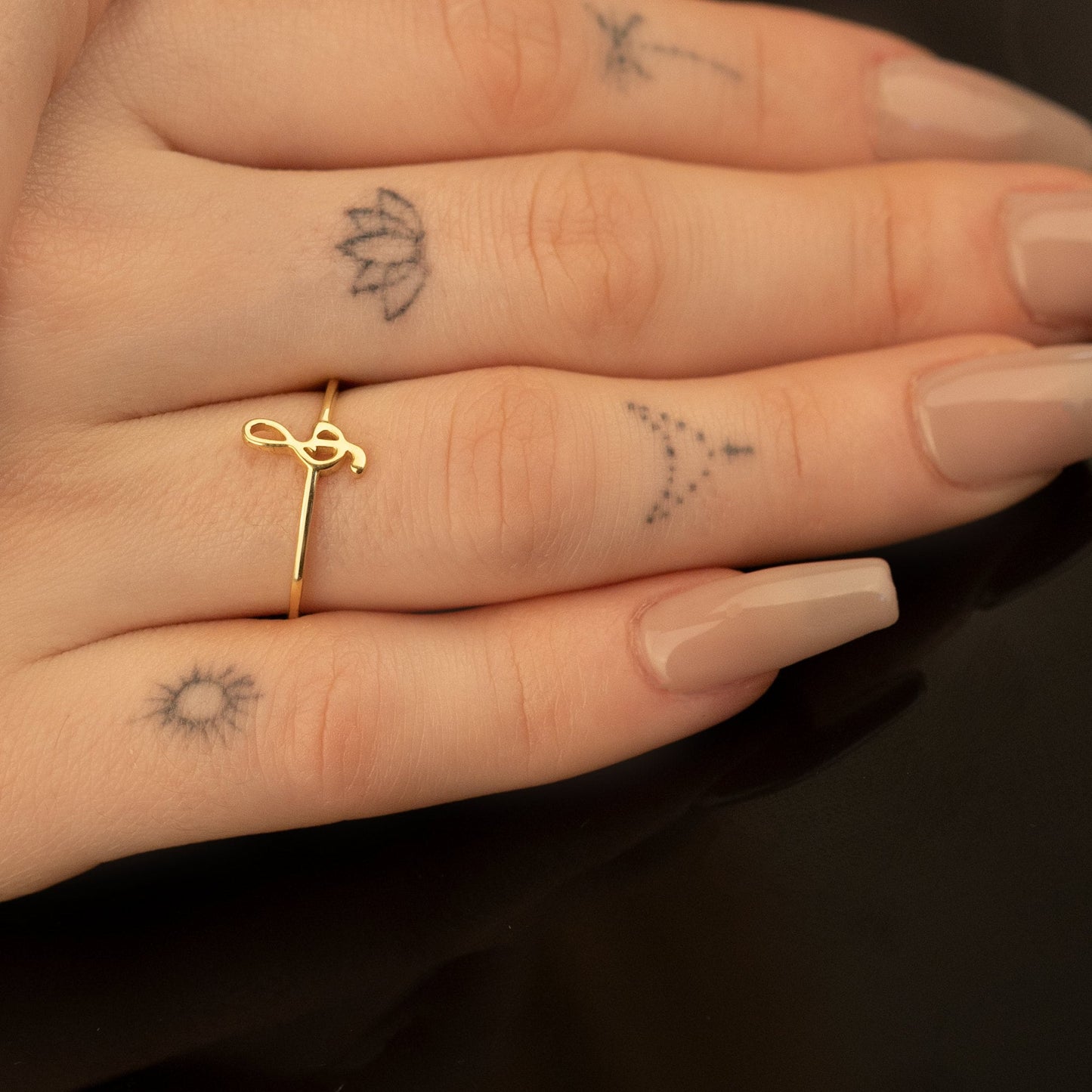 925 Sterling Silver Tiny Treble Clef Ring