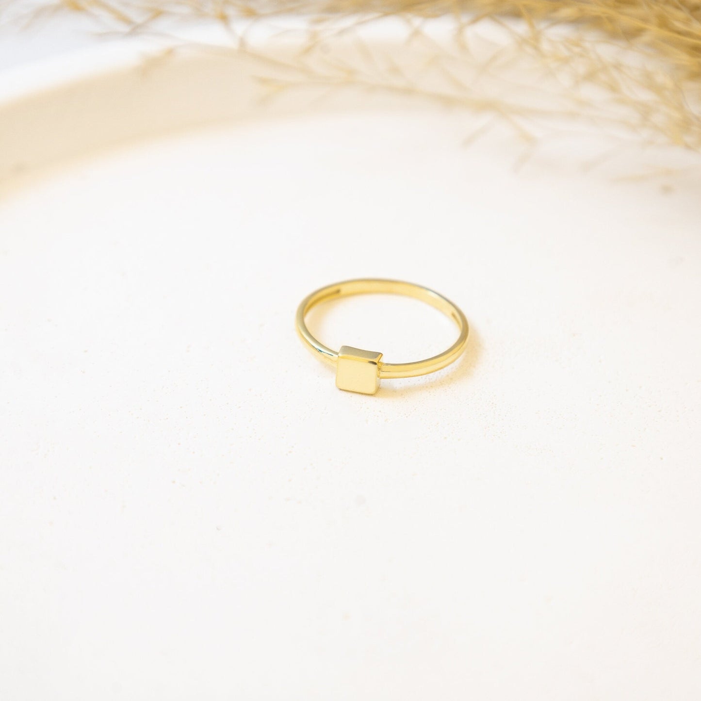 925 Sterling Silver Minimalist Square Block Signet Ring