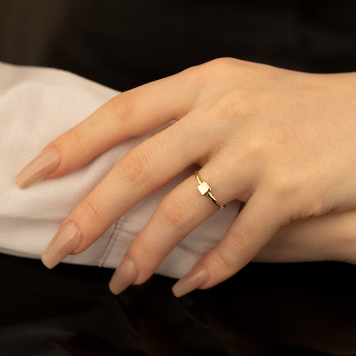 925 Sterling Silver Minimalist Square Block Signet Ring