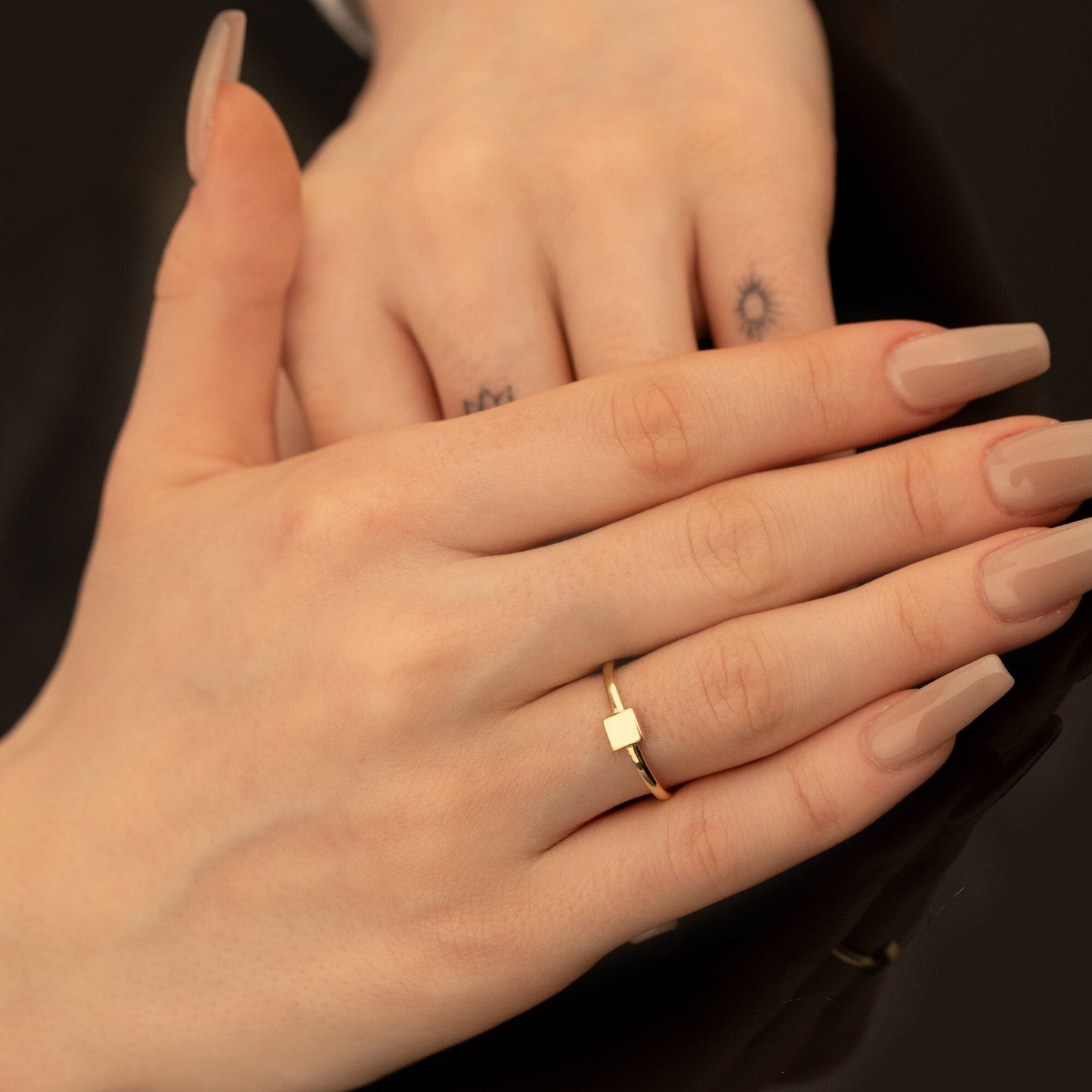 925 Sterling Silver Minimalist Square Block Signet Ring