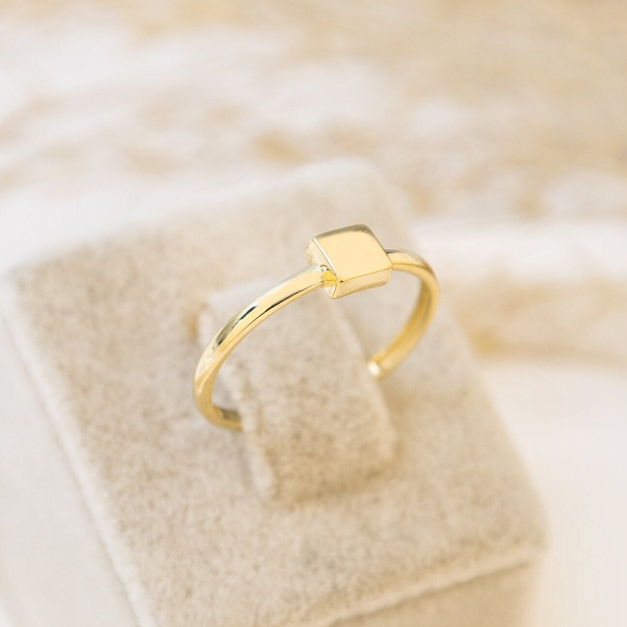 925 Sterling Silver Minimalist Square Block Signet Ring