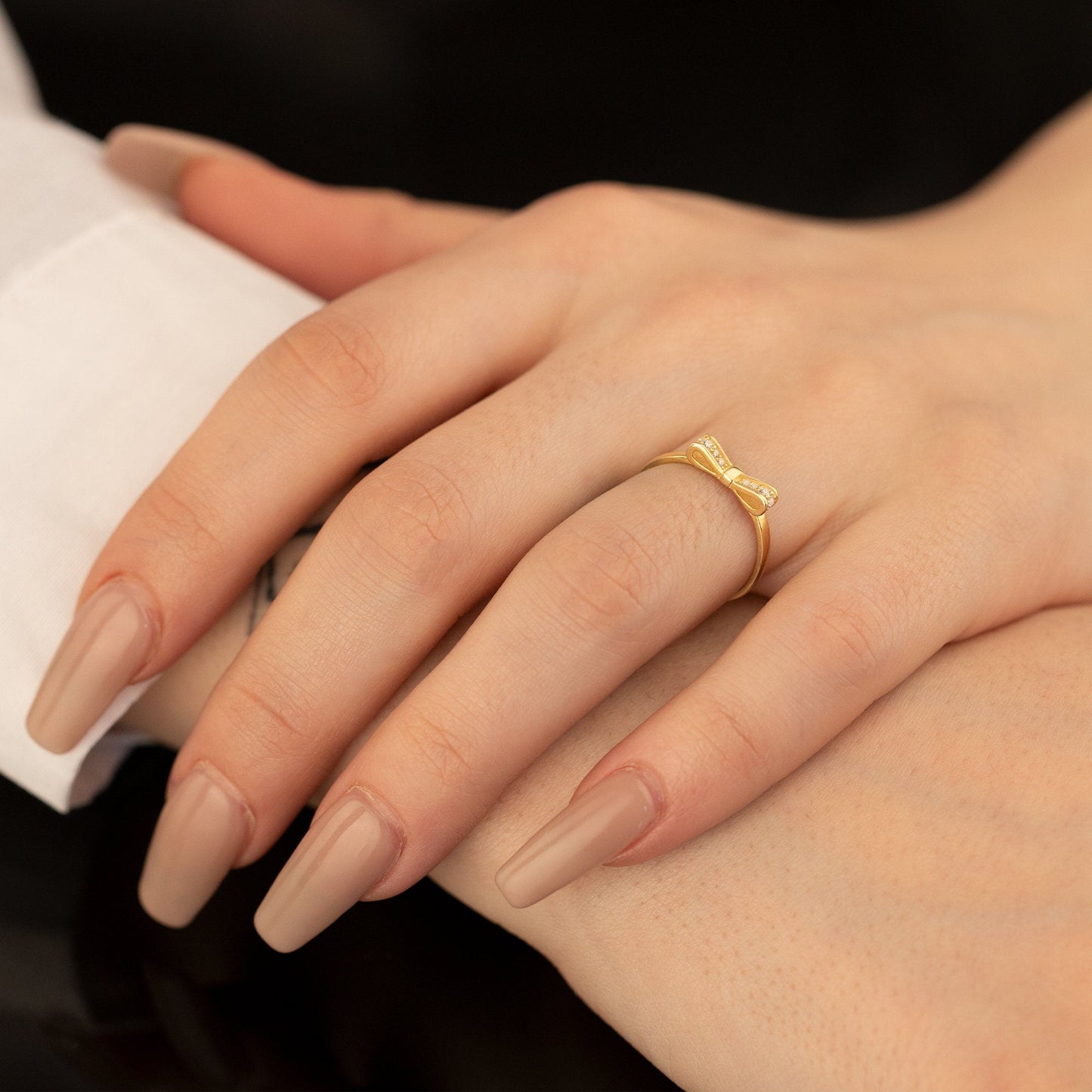 925 Sterling Silver Pave Bowtie Ring