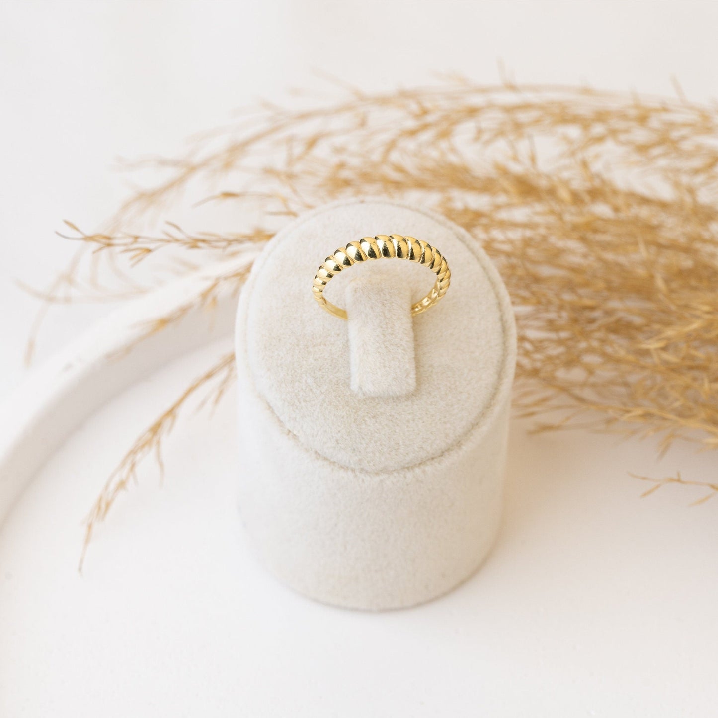 925 Sterling Silver Retro Beads Vintage Style Ring