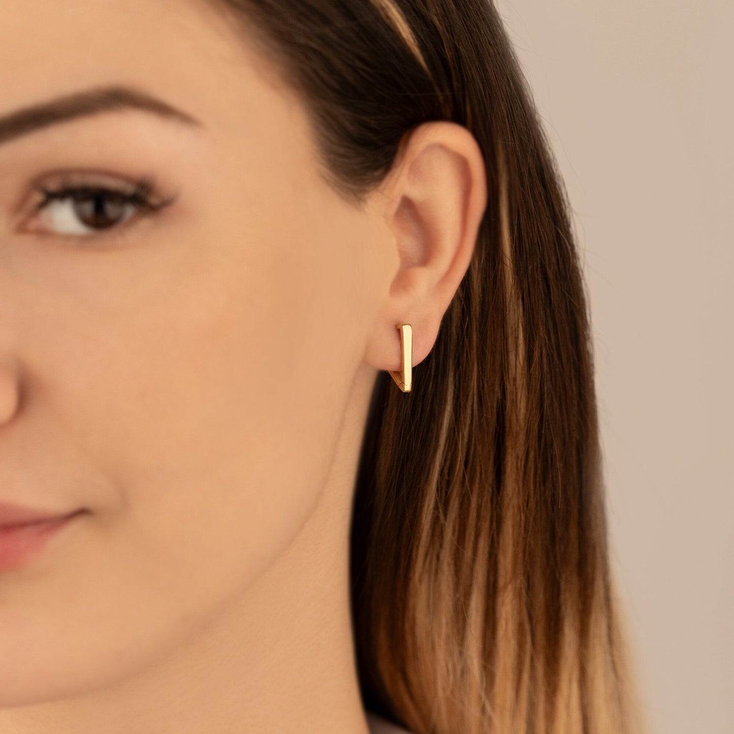 925 Sterling Silver Triangle Hoop Earrings