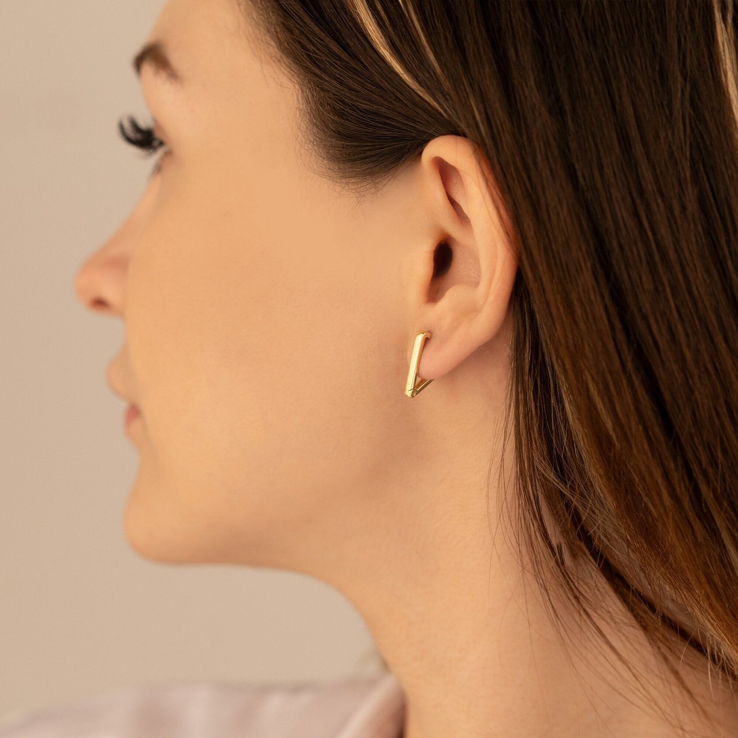 925 Sterling Silver Triangle Hoop Earrings