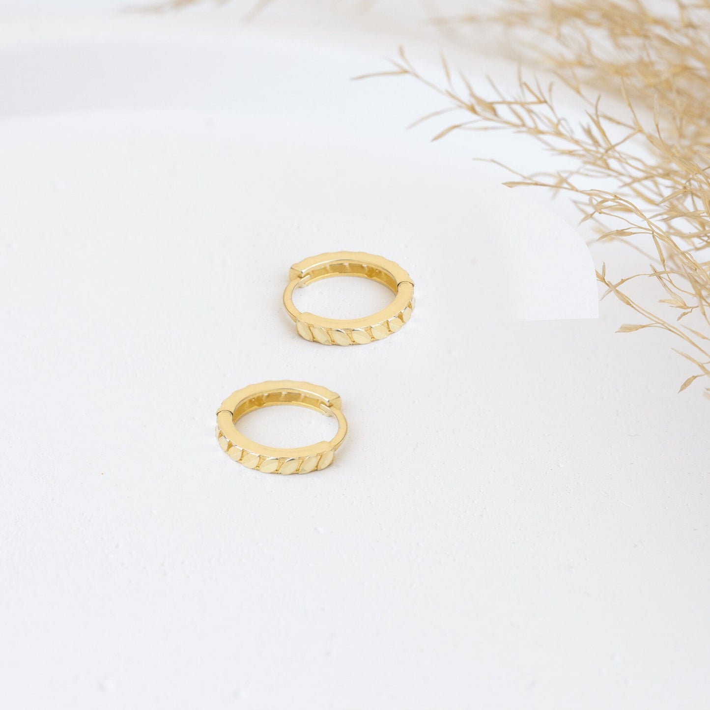 925 Sterling Silver Leaf Pave Hoop Earrings