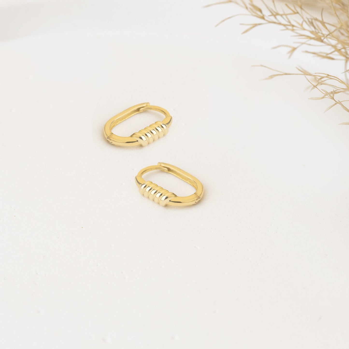 925 Sterling Silver Twisted Oblong Hoop Earrings