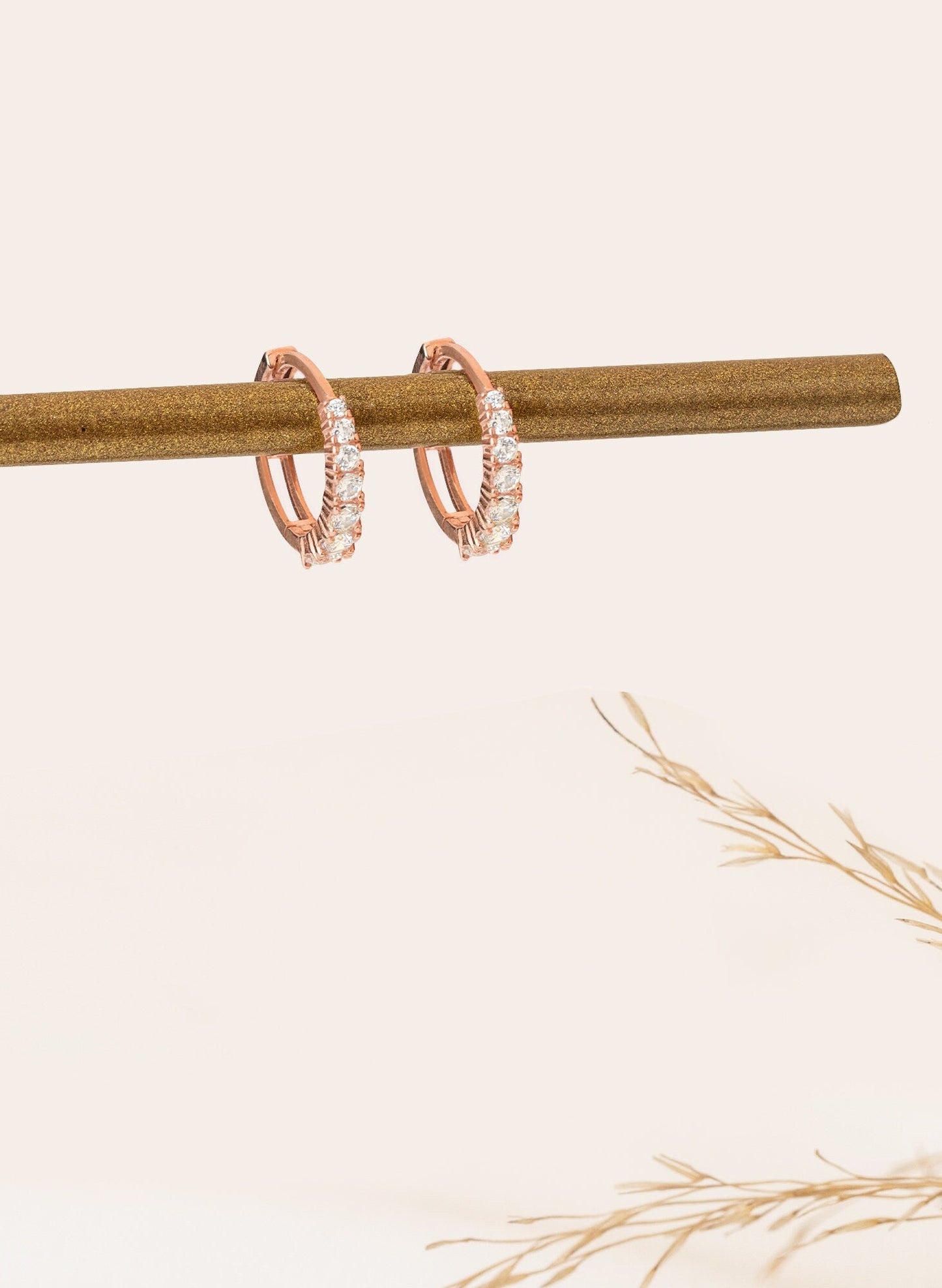 925 Sterling Silver Diamond Pave Huggie Earrings