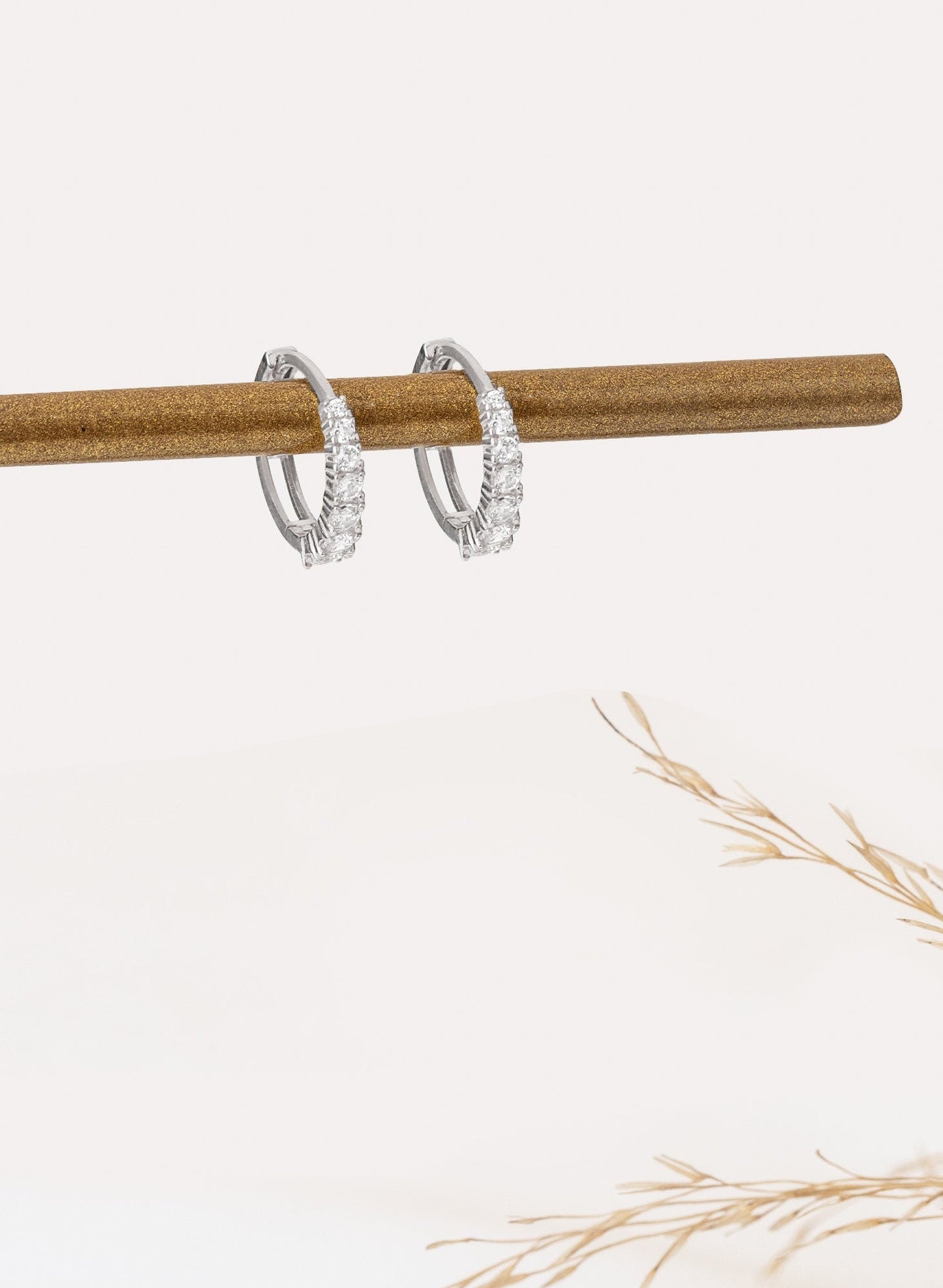 925 Sterling Silver Diamond Pave Huggie Earrings