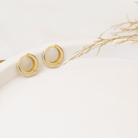 925 Sterling Silver Serrated Retro Huggie Hoop Earrings