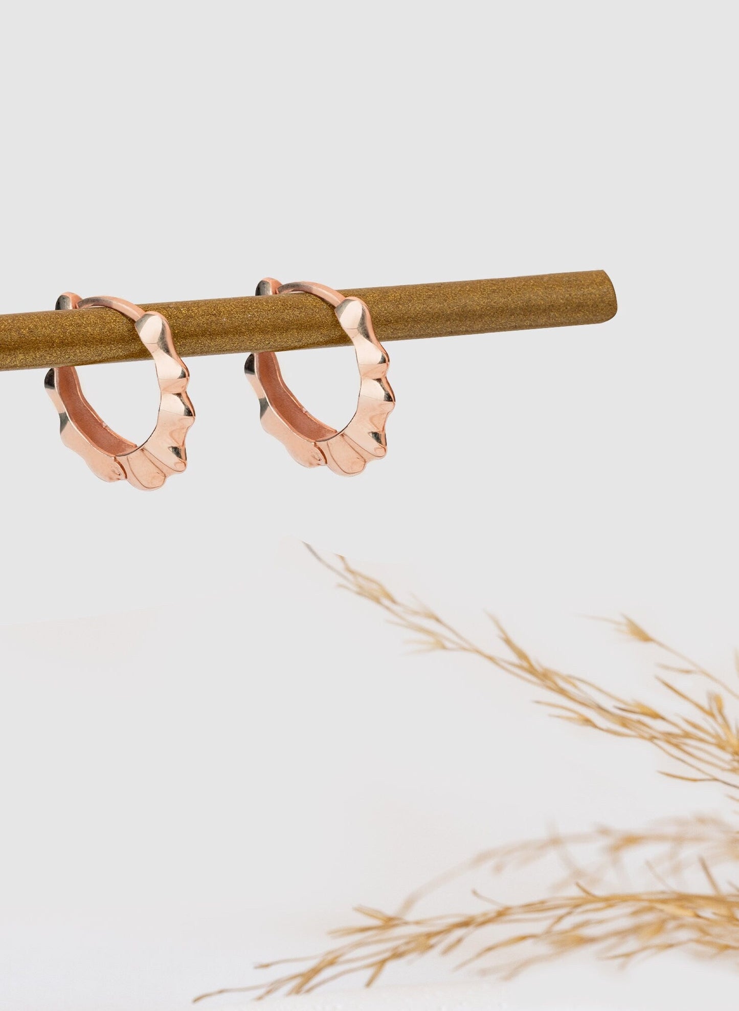 925 Sterling Silver Chunky Wavy Hoop Earrings