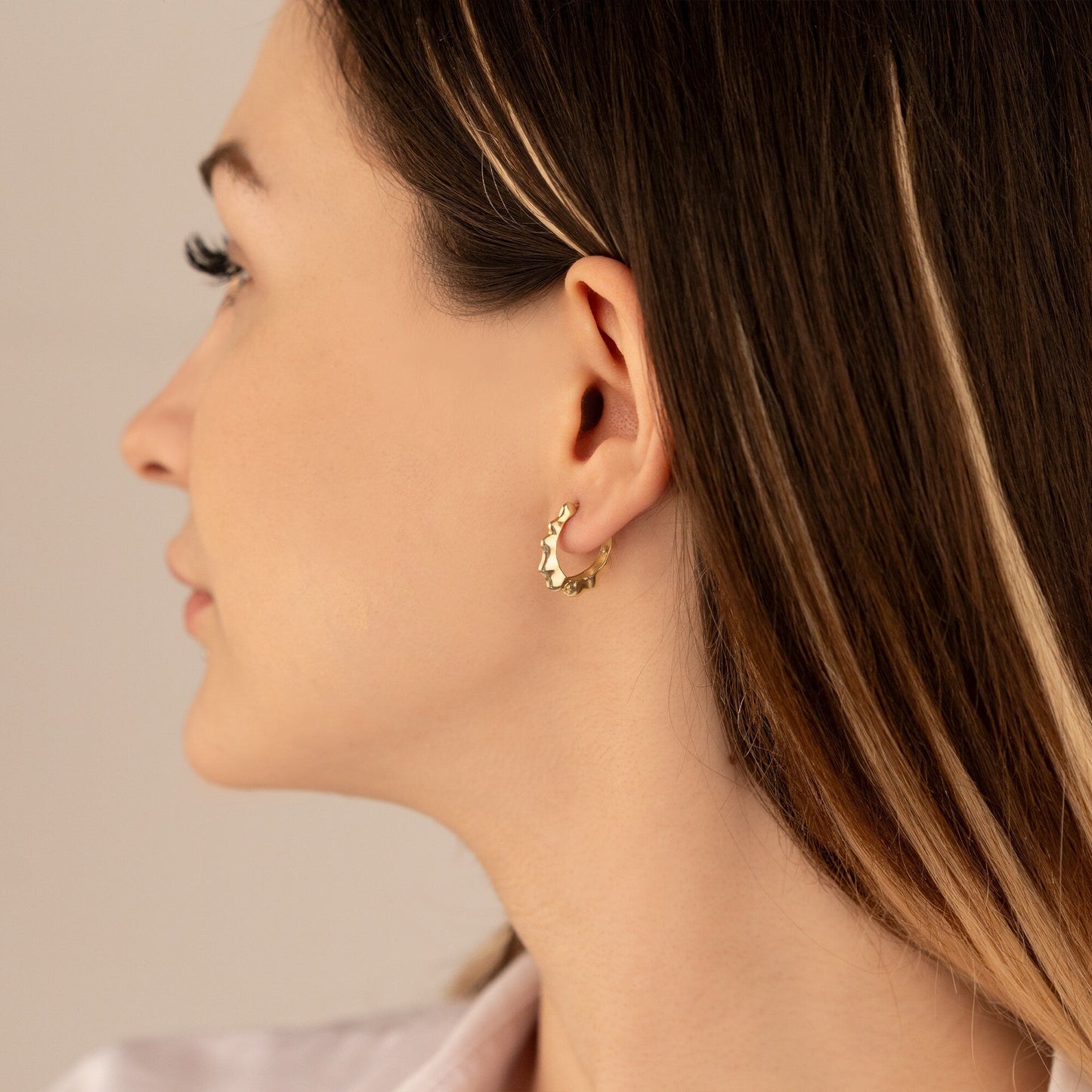 925 Sterling Silver Chunky Wavy Hoop Earrings