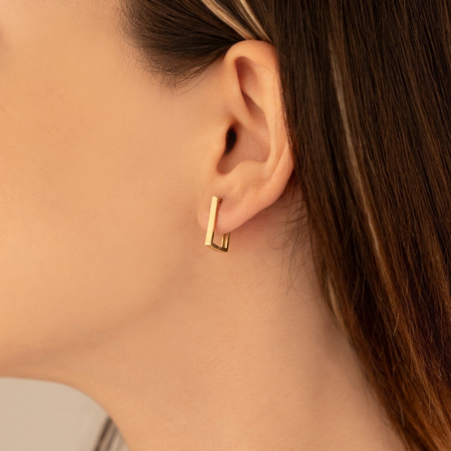 925 Sterling Silver Minimalist Rectangle Hoop Earrings