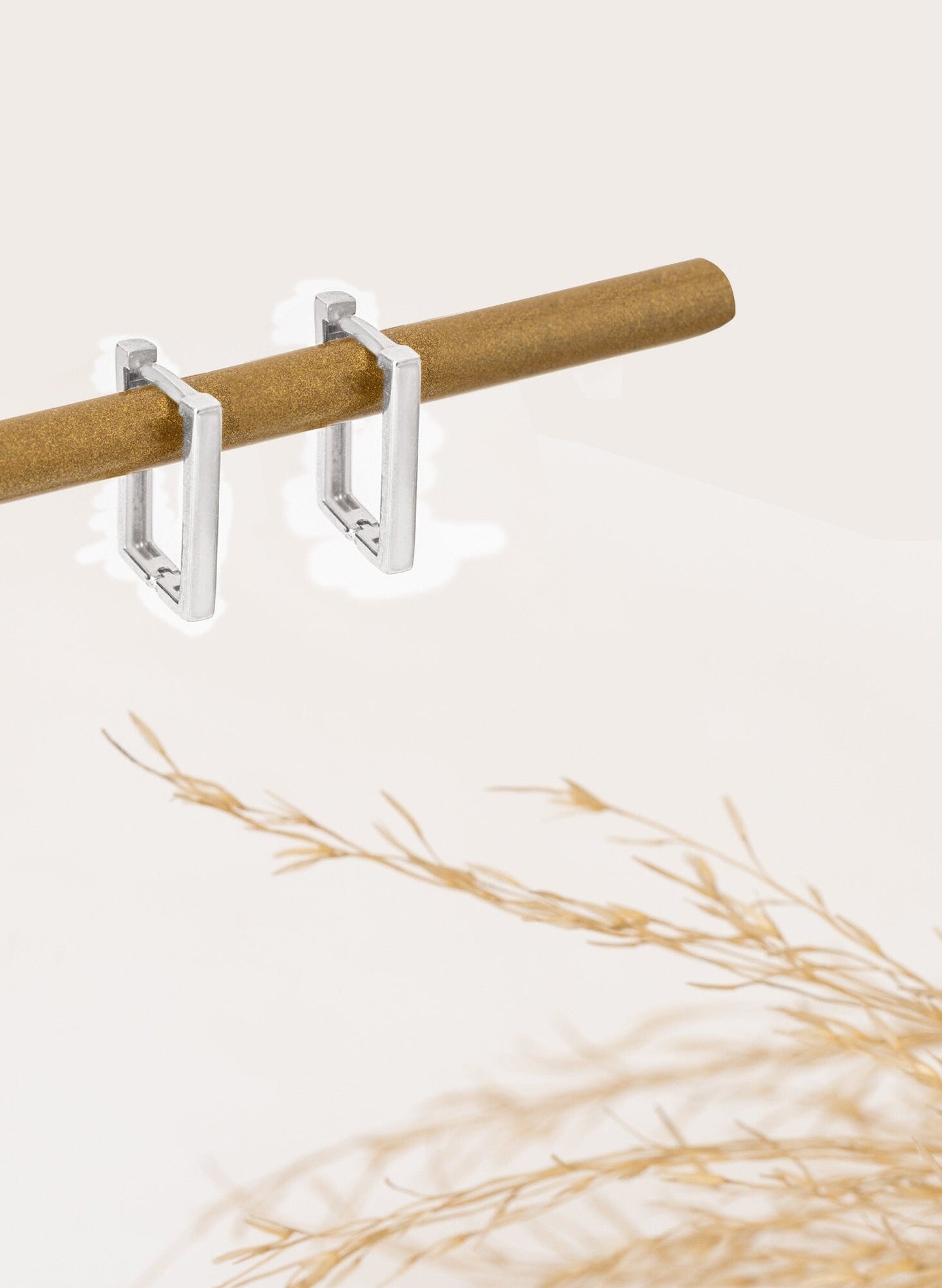 925 Sterling Silver Minimalist Rectangle Hoop Earrings