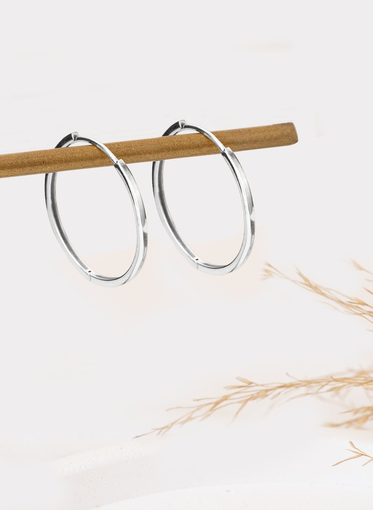 925 Sterling Silver Large Hoop Earrings