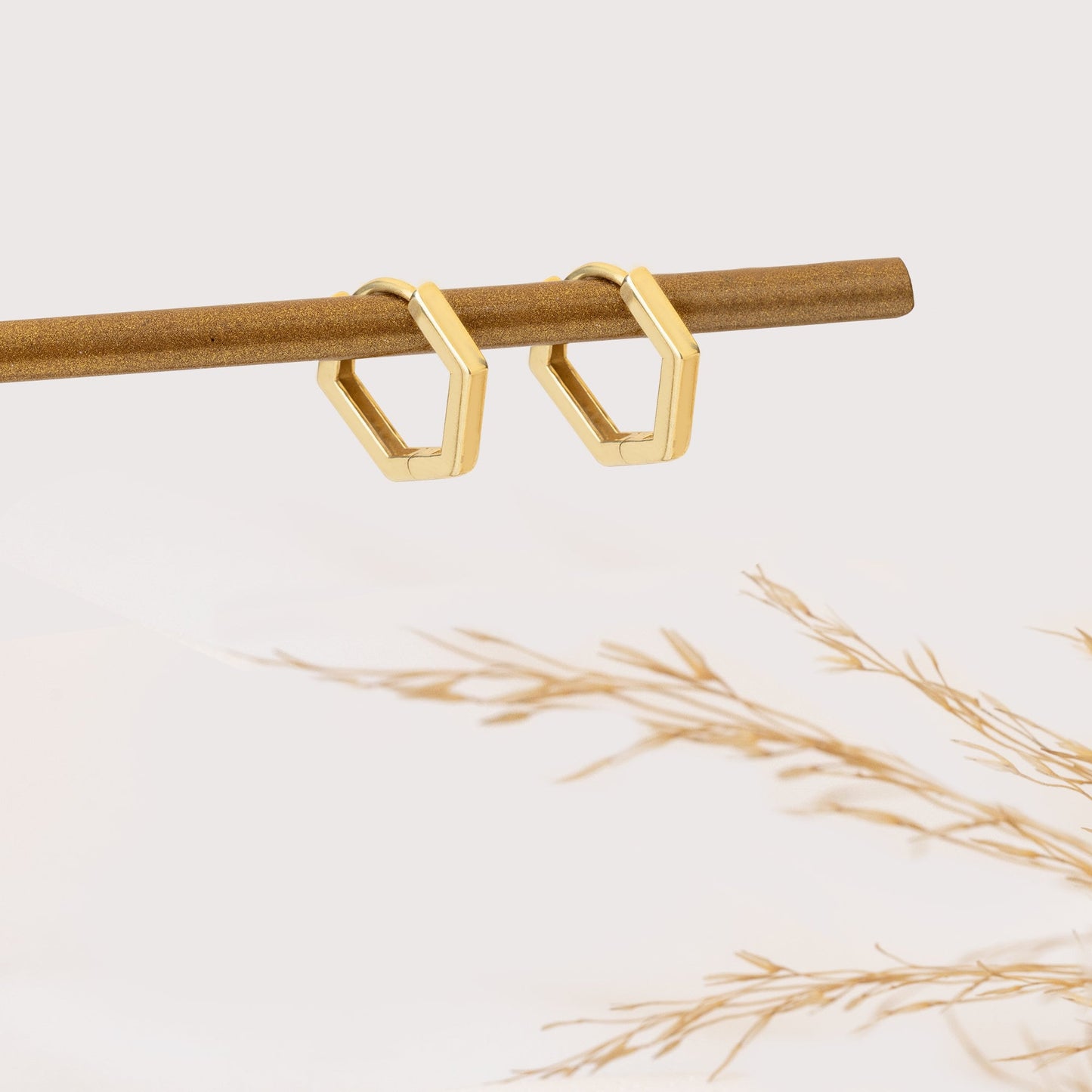 925 Sterling Silver Chunky Hexagon Hoop Earrings