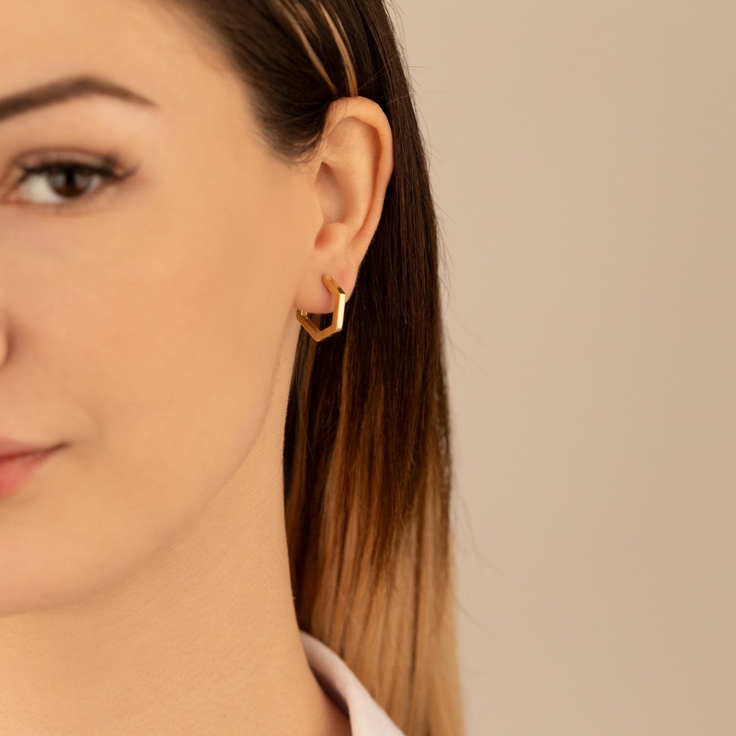 925 Sterling Silver Chunky Hexagon Hoop Earrings