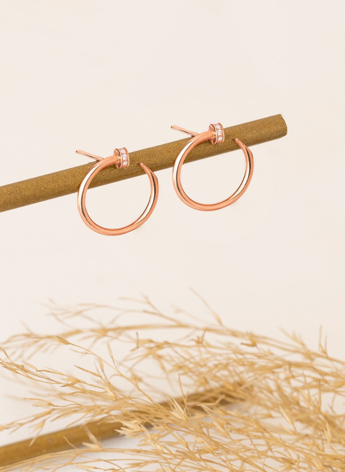 925 Sterling Silver Pave Cylinder Circle Stud Earrings