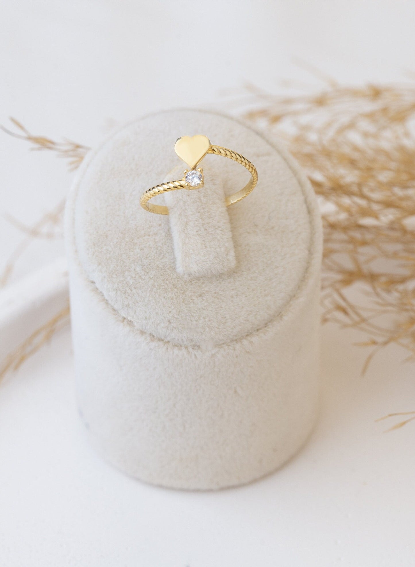 925 Sterling Silver Heart and Diamond Ring