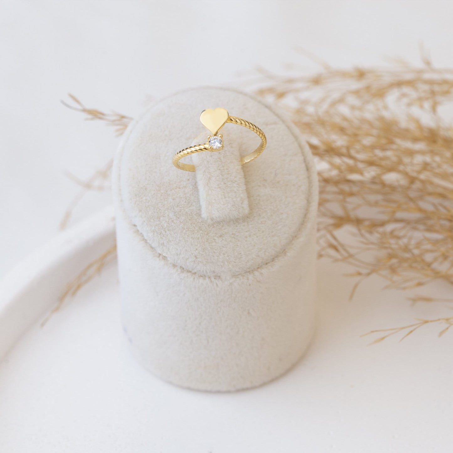 925 Sterling Silver Heart and Diamond Ring