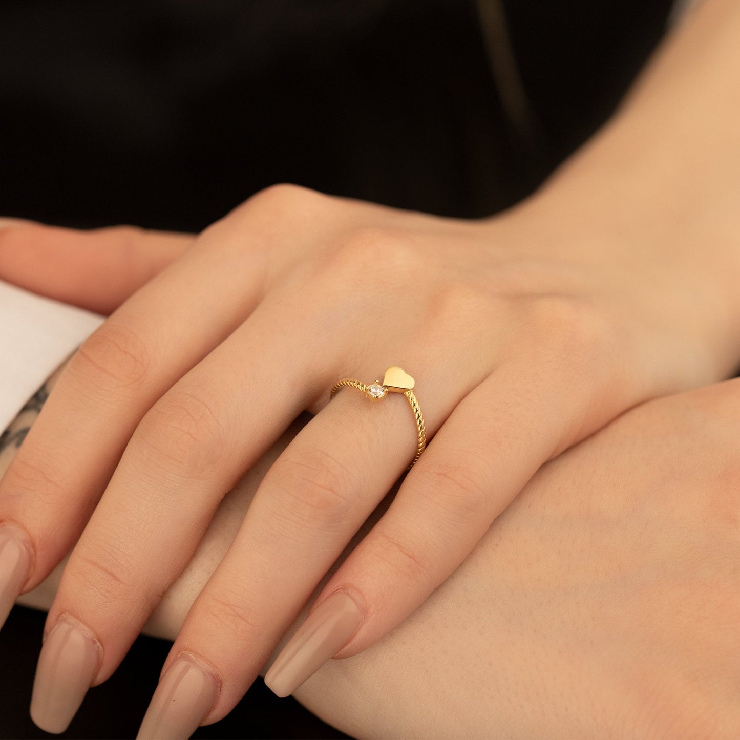 925 Sterling Silver Heart and Diamond Ring