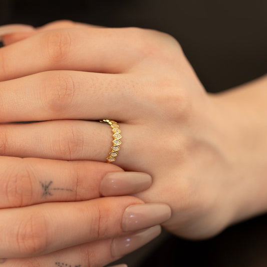 925 Sterling Silver Oval Diamond Pave Ring