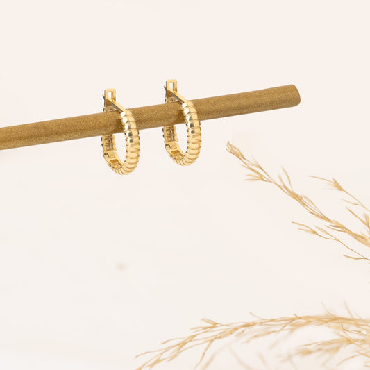 925 Sterling Silver Bead Retro Hoop Earrings