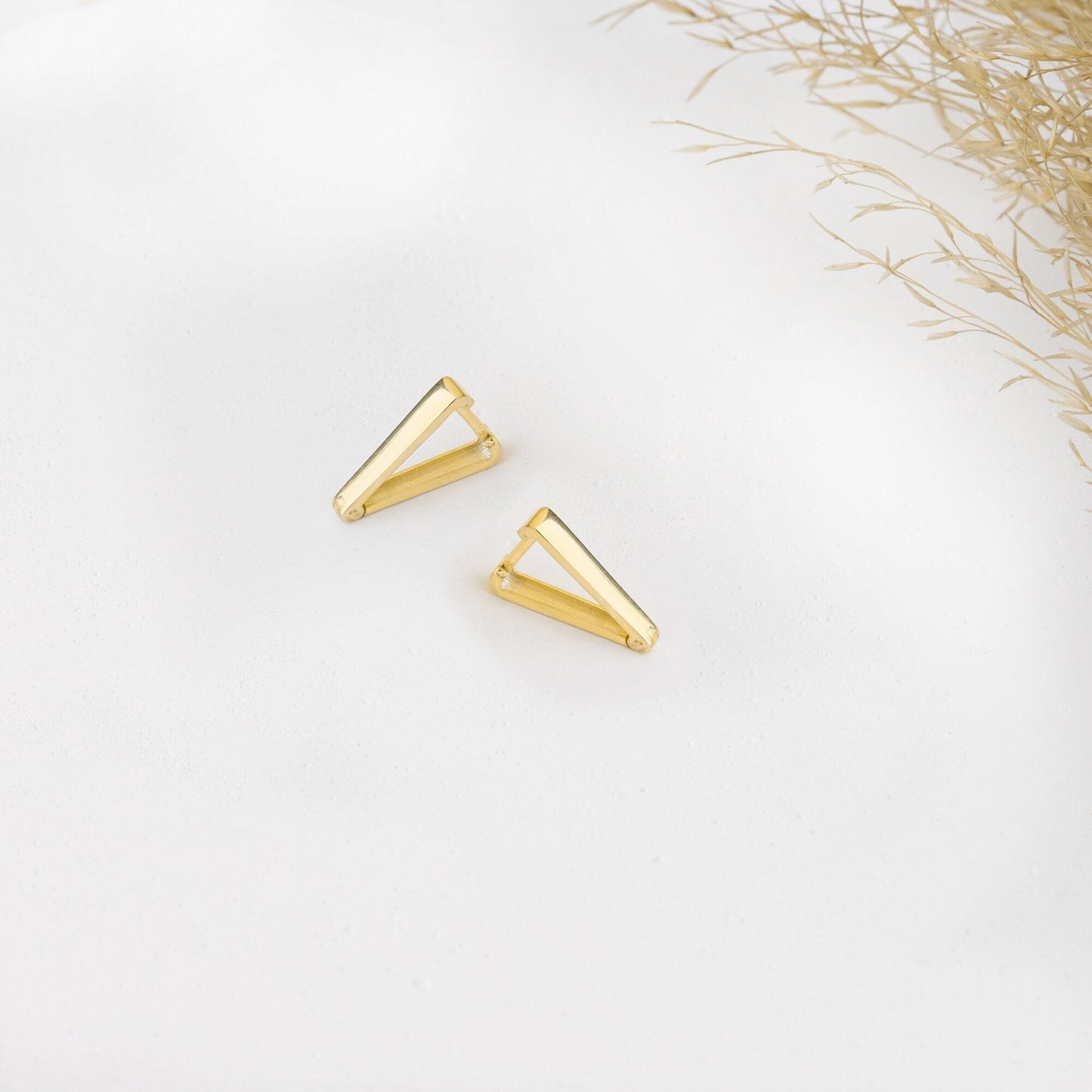 925 Sterling Silver Triangle Hoop Earrings