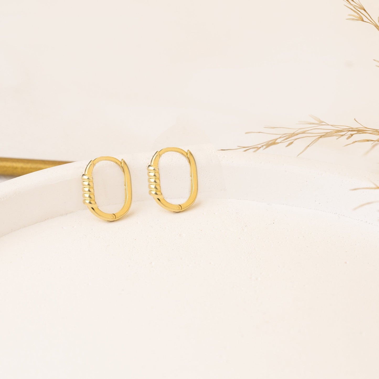 925 Sterling Silver Twisted Oblong Hoop Earrings
