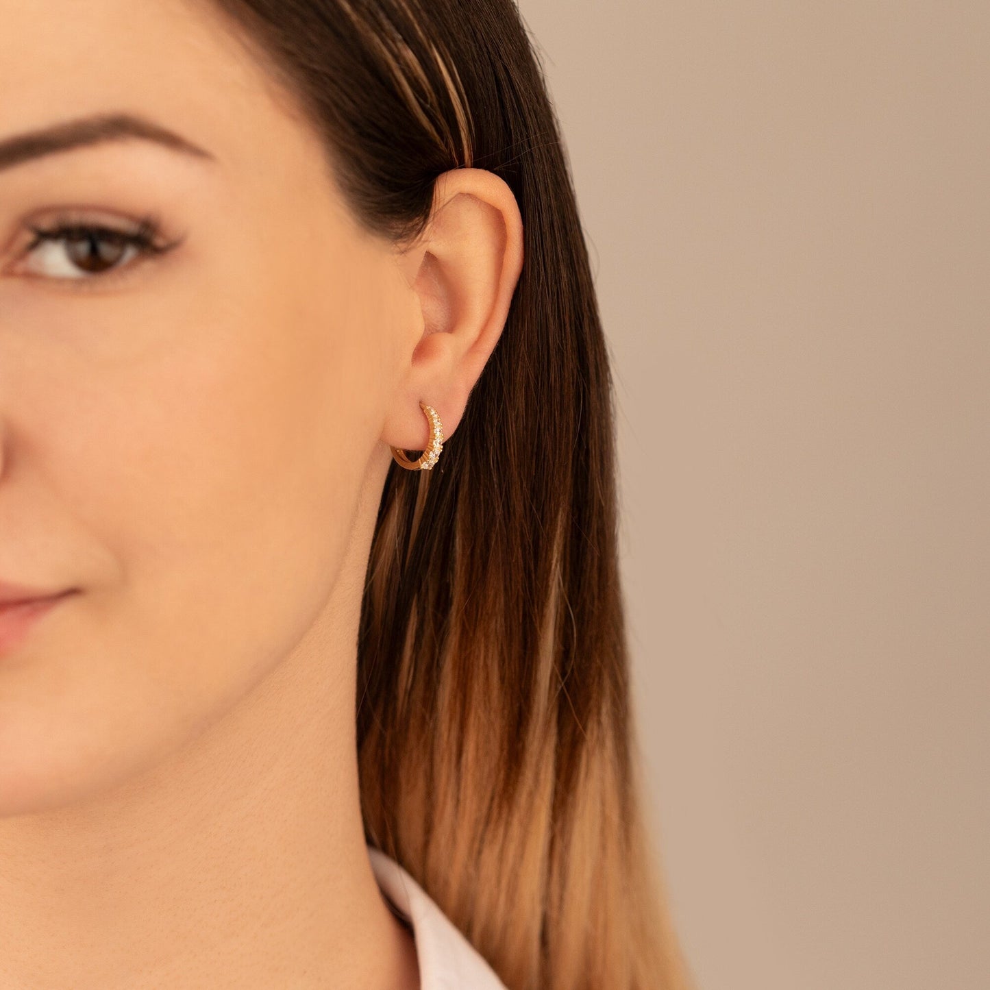 925 Sterling Silver Diamond Pave Huggie Earrings