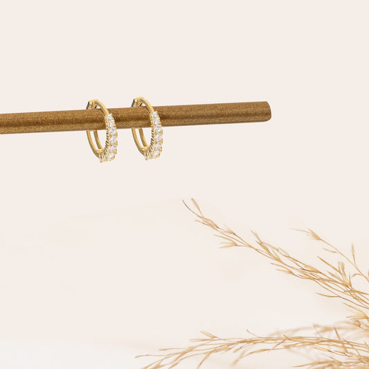 925 Sterling Silver Diamond Pave Huggie Earrings