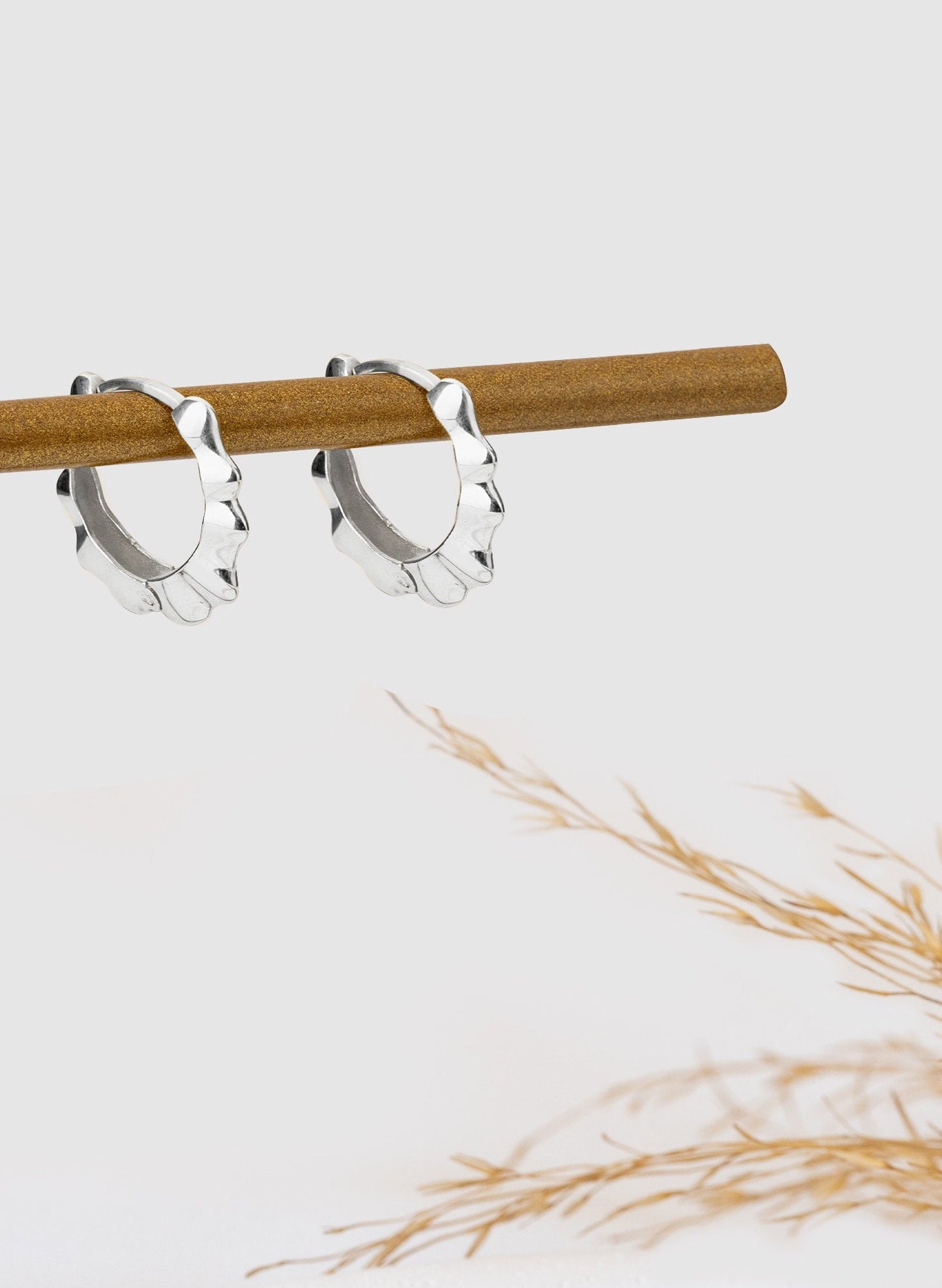 925 Sterling Silver Chunky Wavy Hoop Earrings