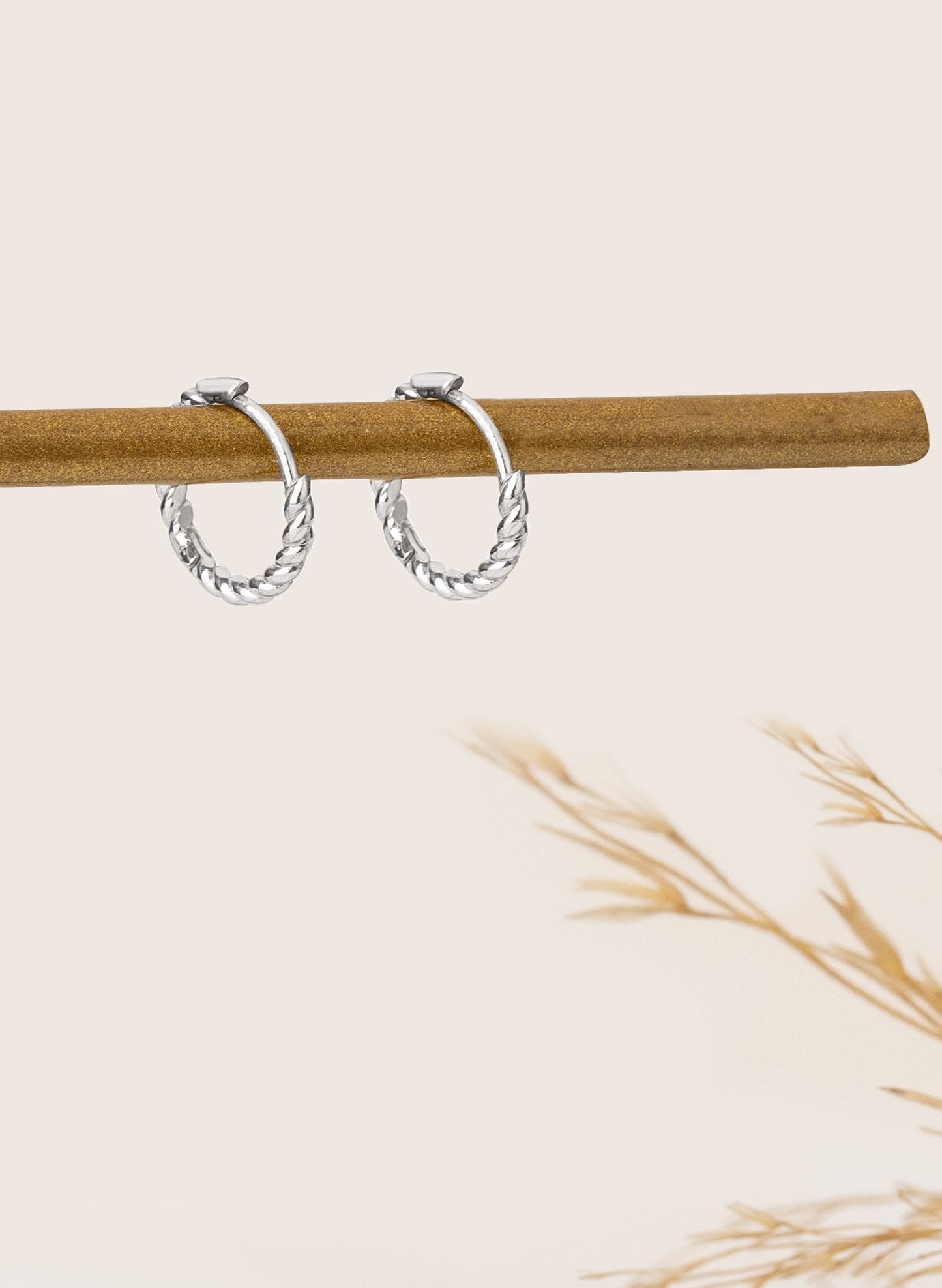 925 Sterling Silver Twisted Thin Hoop Earrings